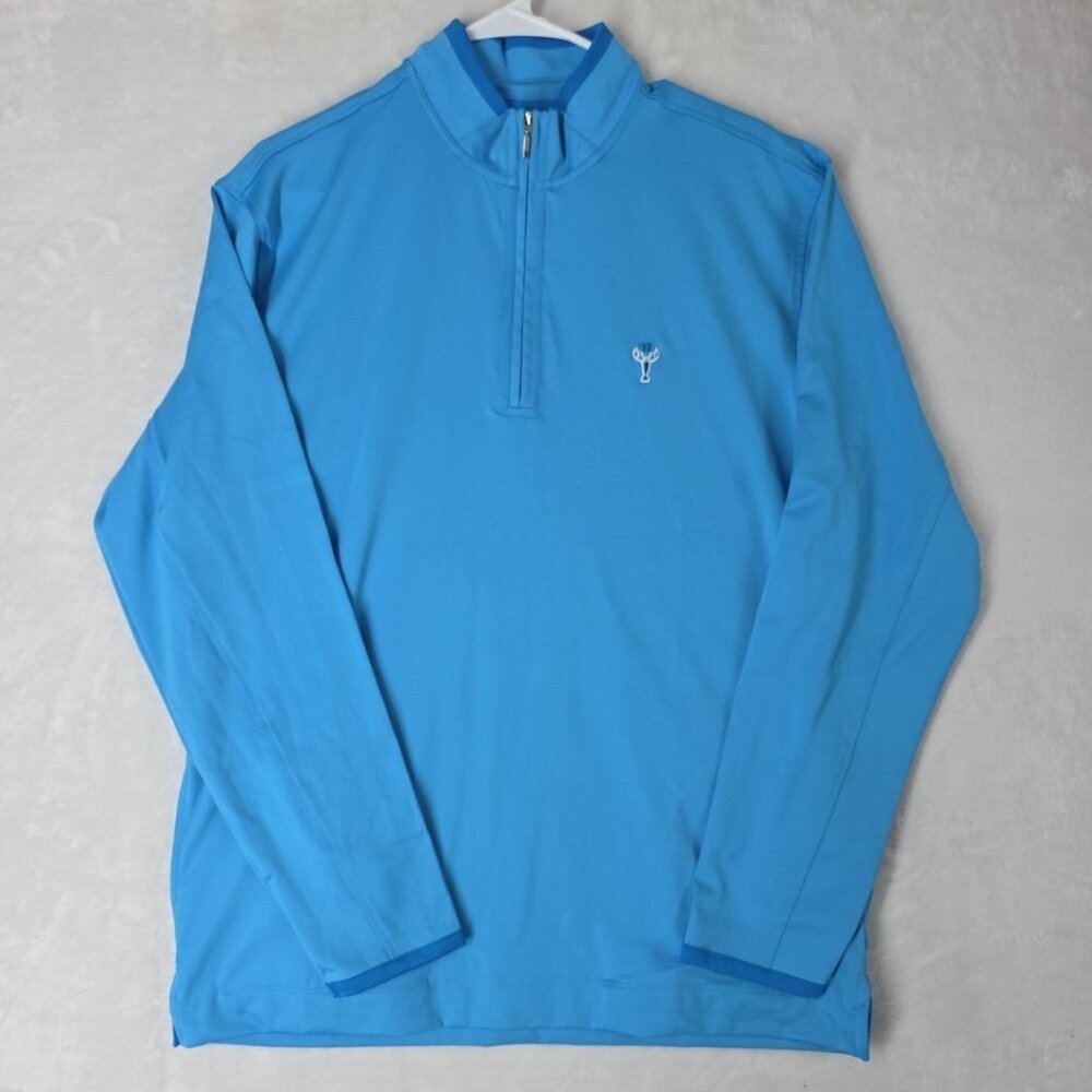 The Hamptons Quarter Zip Pullover Men’s Medium Teal  Pockets NWOT